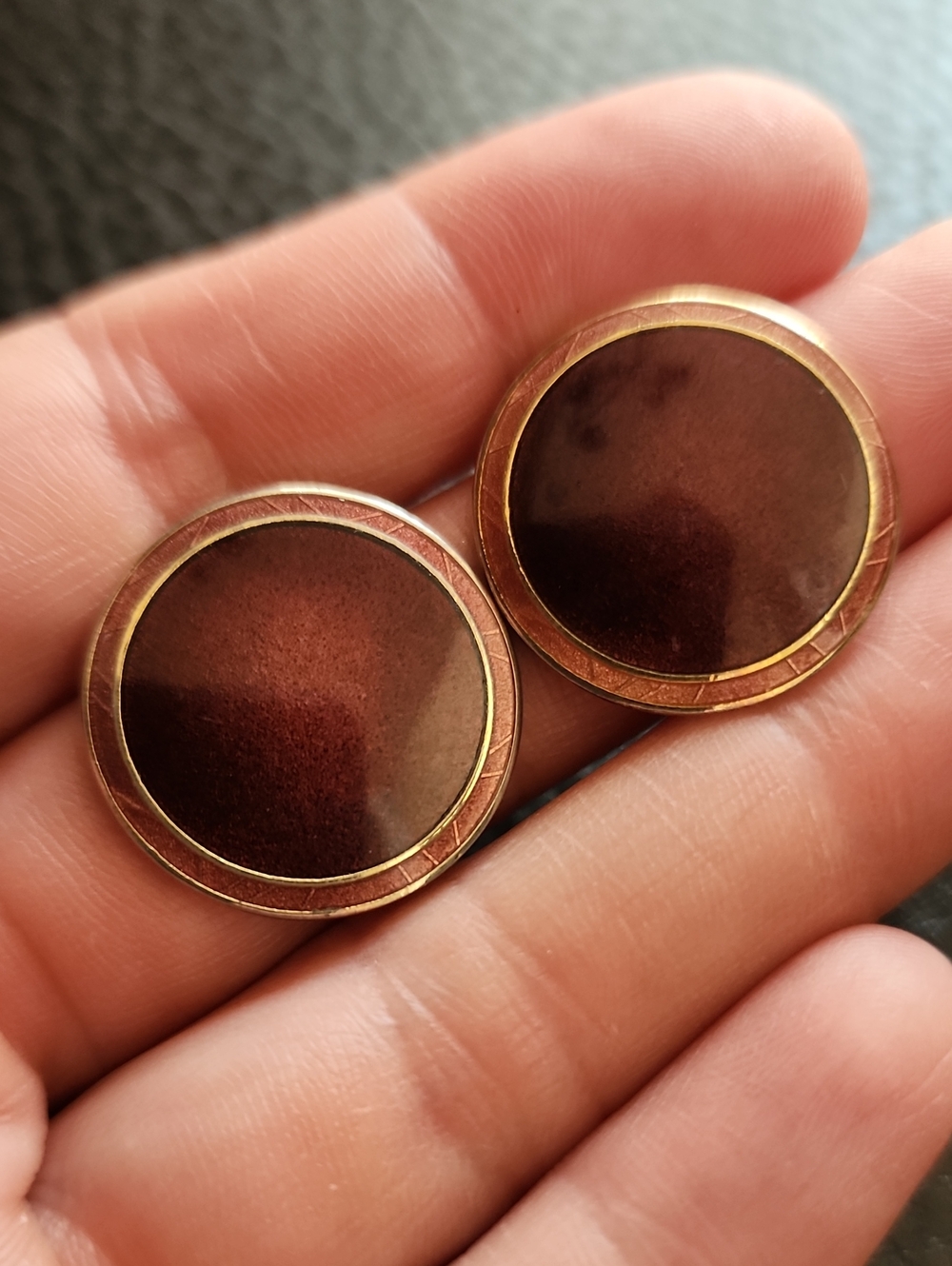 VTG Enamel Isle Of Skye Earrings with Gold Trim